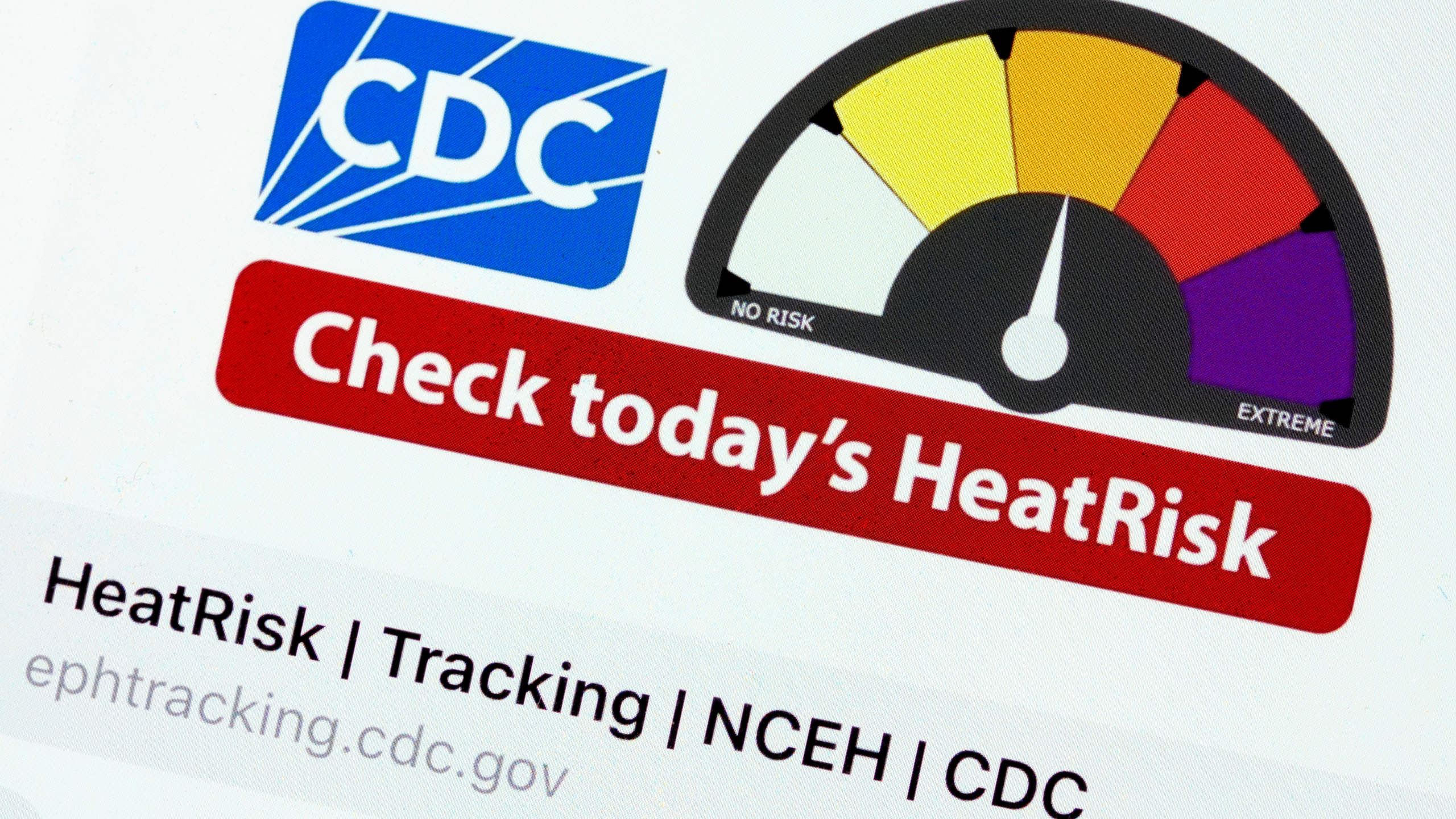 The website for Centers for Disease Control and Prevention displays a new heat risk system developed with the National Weather Service.