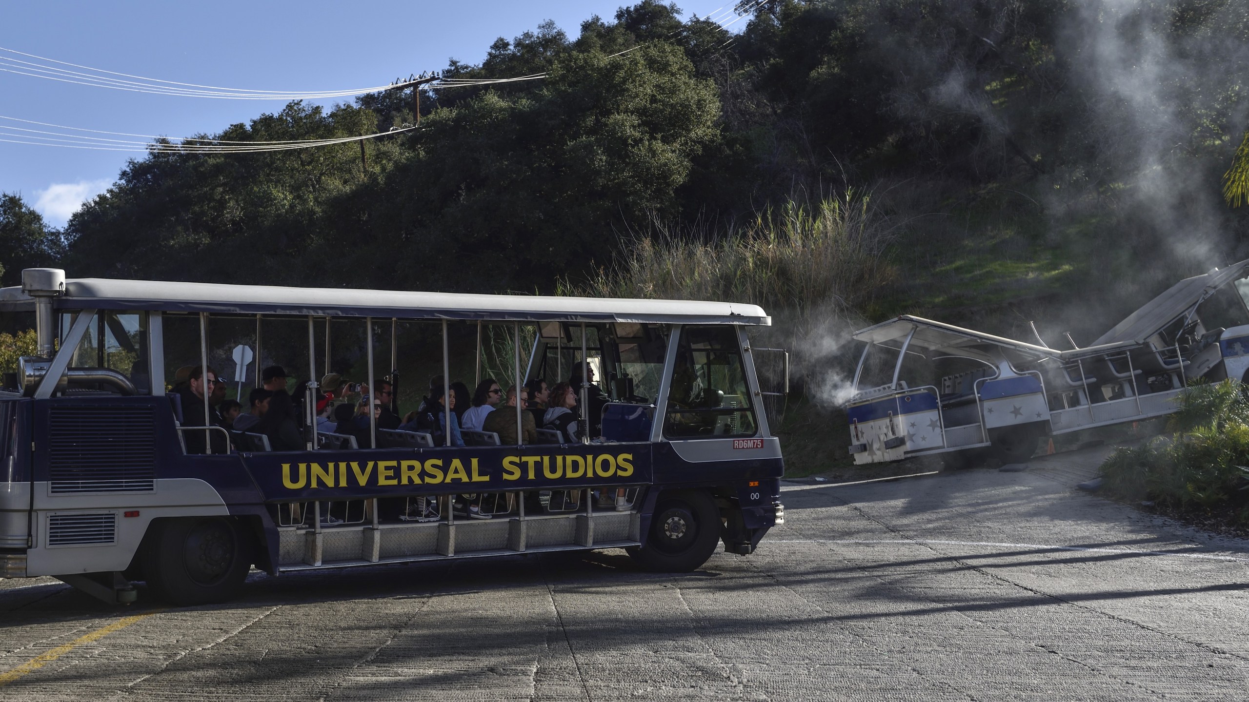 UNIVERSAL CITY, CA - FEBRUARY 12: The studio tram tour passes an old tram as it enters King Kong 360 3-D at Universal Studios Hollywood in Universal City on Monday, Feb 12, 2018. (Photo by Jeff Gritchen/Digital First Media/Orange County Register via Getty Images)