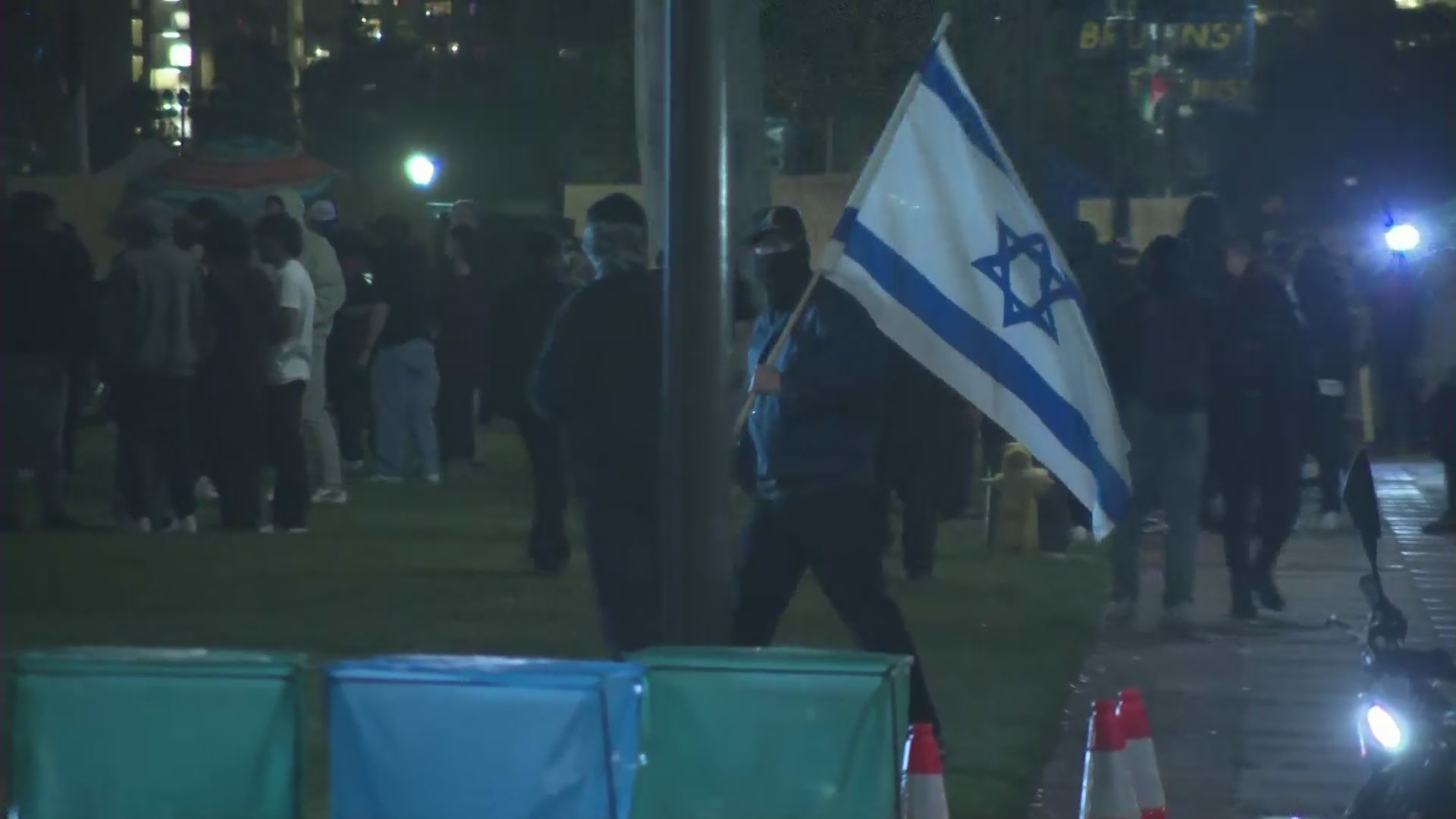 Violence breaks out among pro-Palestinian and pro-Israel protestors at the UCLA campus on April 30, 2024. (KTLA)