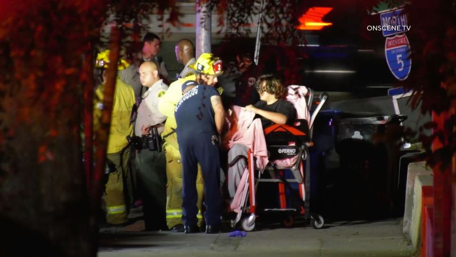 A juvenile suspect being wheeled to an ambulance after a pursuit crash in Boyle Heights on April 23, 2024. (OnScene.TV)