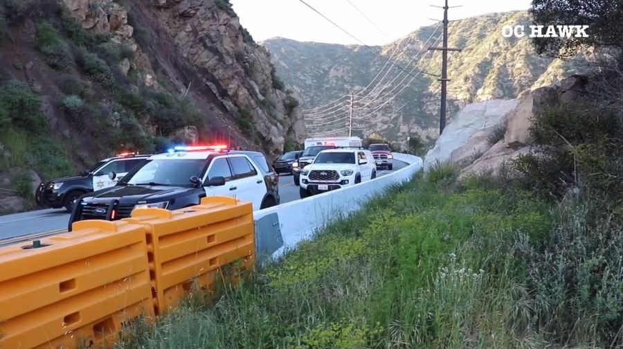 Roads on Pacific Coast Highway near Malibu Canyon Road were closed in both directions after a driver was killed in a Malibu cliffside crash on April 3, 2024. (OC Hawk)