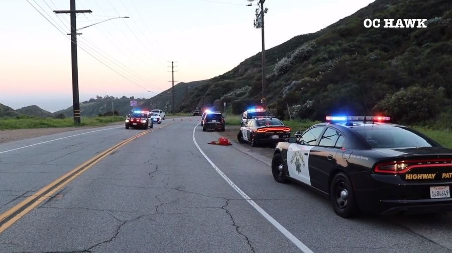 Roads on Pacific Coast Highway near Malibu Canyon Road were closed in both directions after a driver was killed in a Malibu cliffside crash on April 3, 2024. (OC Hawk)