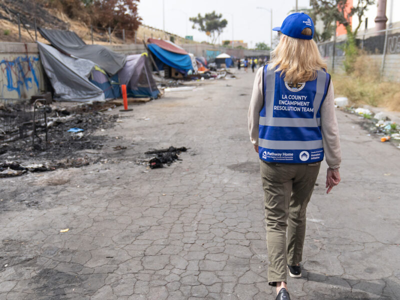 Pathway Home crew members working to remove large amounts of debris from homeless encampments in Los Angeles County. (Pathway Home)