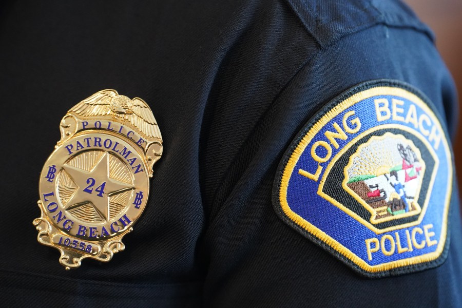 FILE - A Long Beach Police Department 'centennial badge' and patch are shown in this undated image. (Long Beach Police Department)