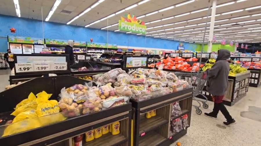 Shoppers browsing fresh produce at a 99 Cents Only store in Hollywood, California on April 9, 2024. (KTLA)