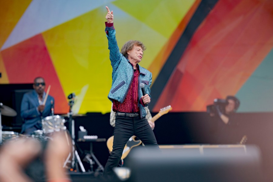Mick Jagger, of the Rolling Stones, performs during the New Orleans Jazz and Heritage Festival in New Orleans, Thursday, May 2, 2024. (AP Photo/Matthew Hinton)