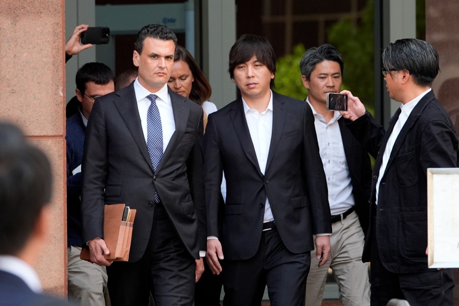 Ippei Mizuhara, the former longtime interpreter for the Los Angeles Dodgers baseball star Shohei Ohtani, leaves federal court following his arraignment, Tuesday, May 14, 2024 in Los Angeles. (AP Photo/Damian Dovarganes)