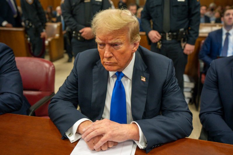 NEW YORK, NEW YORK - MAY 30: Former U.S. President Donald Trump appears in court for his hush money trial at Manhattan Criminal Court on May 30, 2024 in New York City. Judge Juan Merchan gave the jury instructions, and deliberations are entering their second day. The former president faces 34 felony counts of falsifying business records in the first of his criminal cases to go to trial. (Photo by Steven Hirsch-Pool/Getty Images)