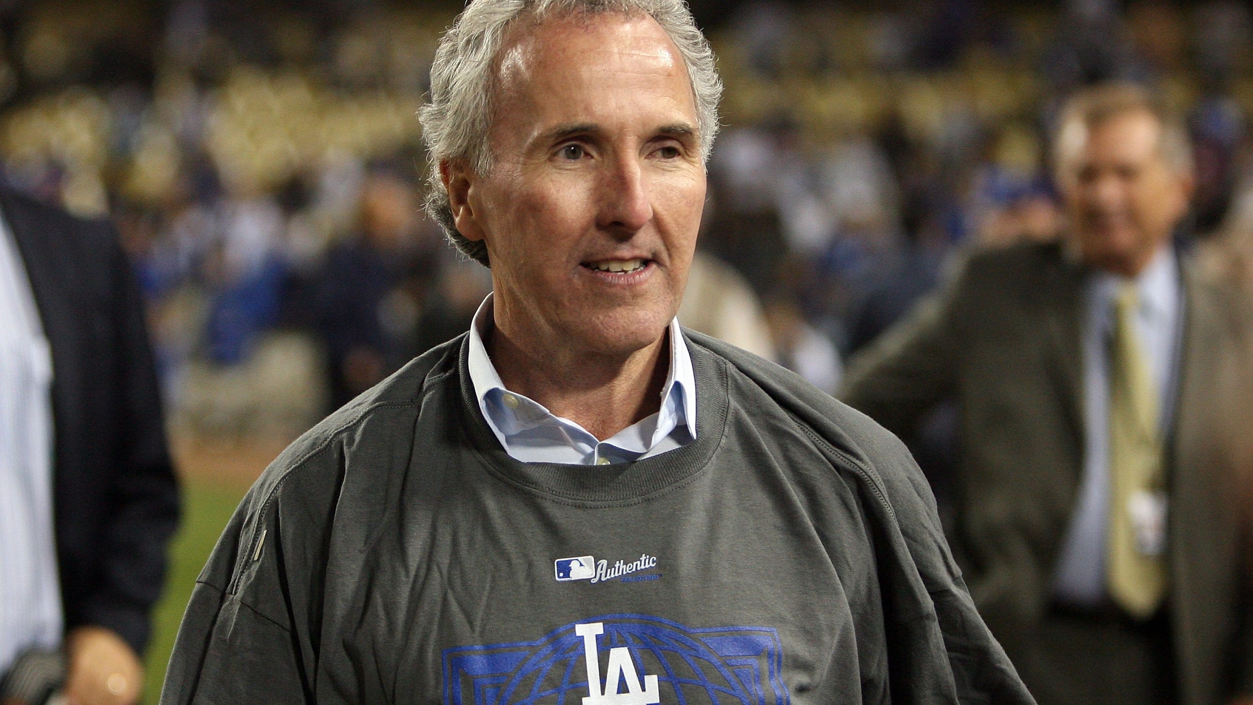 Frank McCourt celebrates after the Dodgers won the National League West against the Colorado Rockies on October 3, 2009 in Los Angeles. (Getty Images)