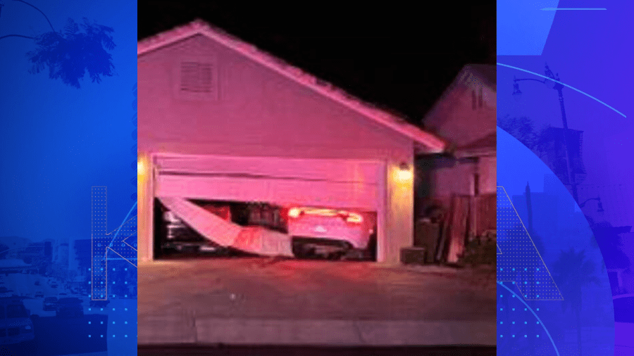 A juvenile suspect crashed into a Victorville home during a high-speed pursuit on May 14, 2024. (Victorville Police Department)