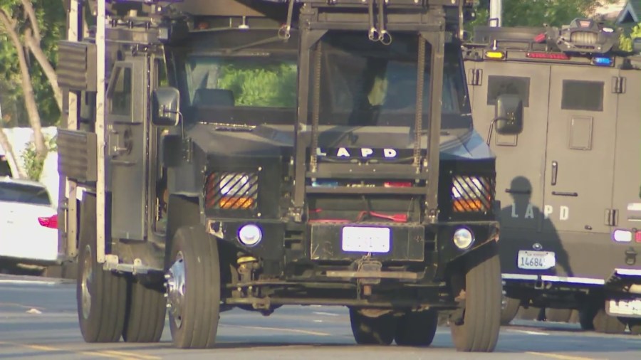 A shooting suspect is dead after an hours-long SWAT standoff in Tarzana on May 18, 2024. (KTLA)