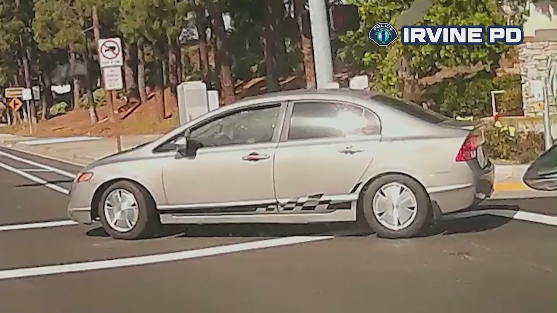 The suspect's Honda Civic seen moments before causing a deadly rollover crash in Irvine on May 9, 2024. (Irvine Police Department)