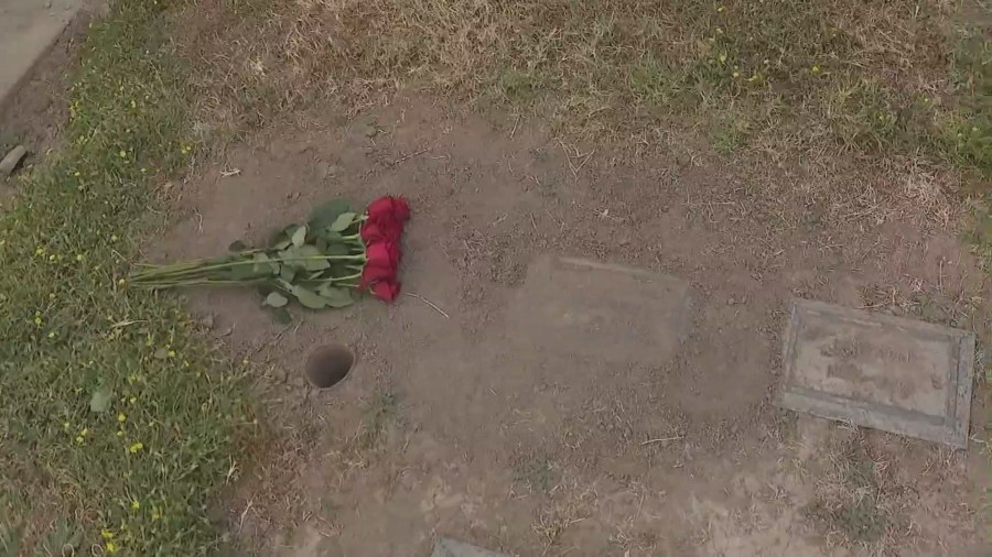 The Medrano sisters were devastated to find their father's gravesite was removed and destroyed at Pioneer Memorial Cemetery. (KTLA)