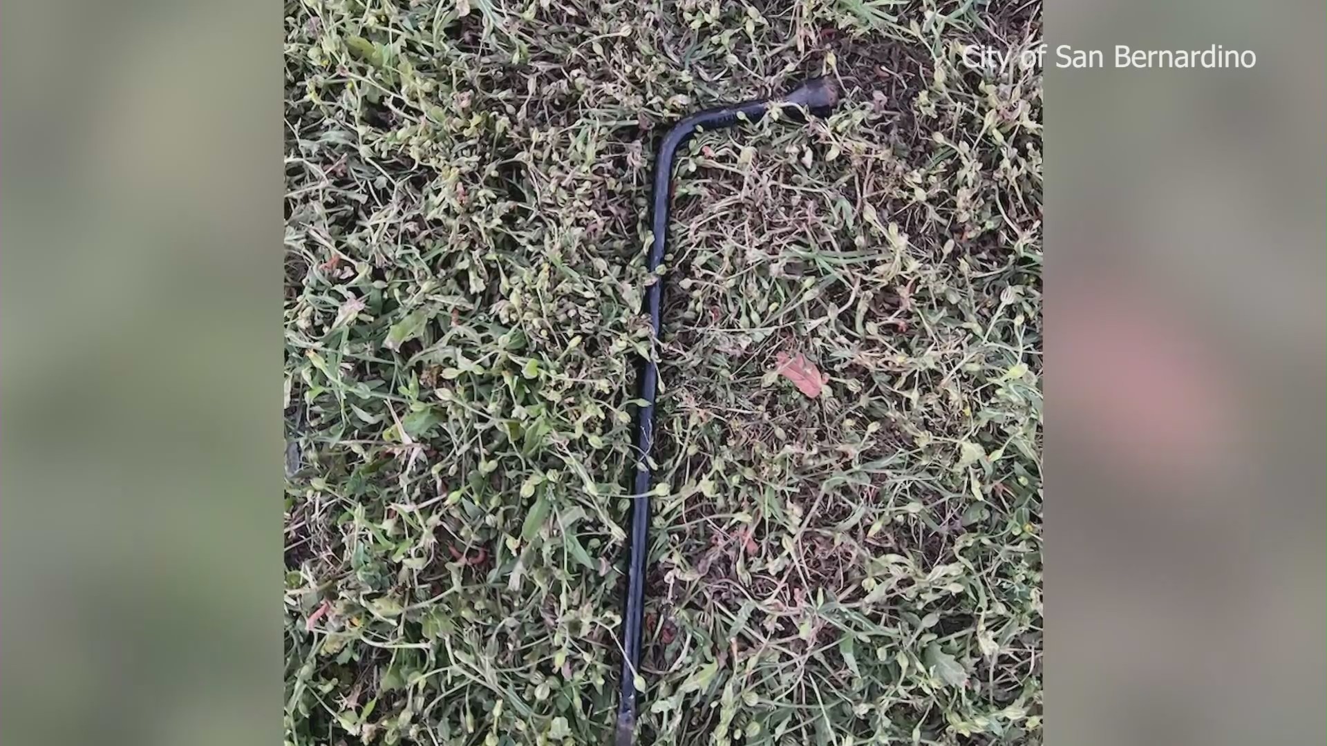 A suspect's crowbar was found at the cemetery. (City of San Bernardino)