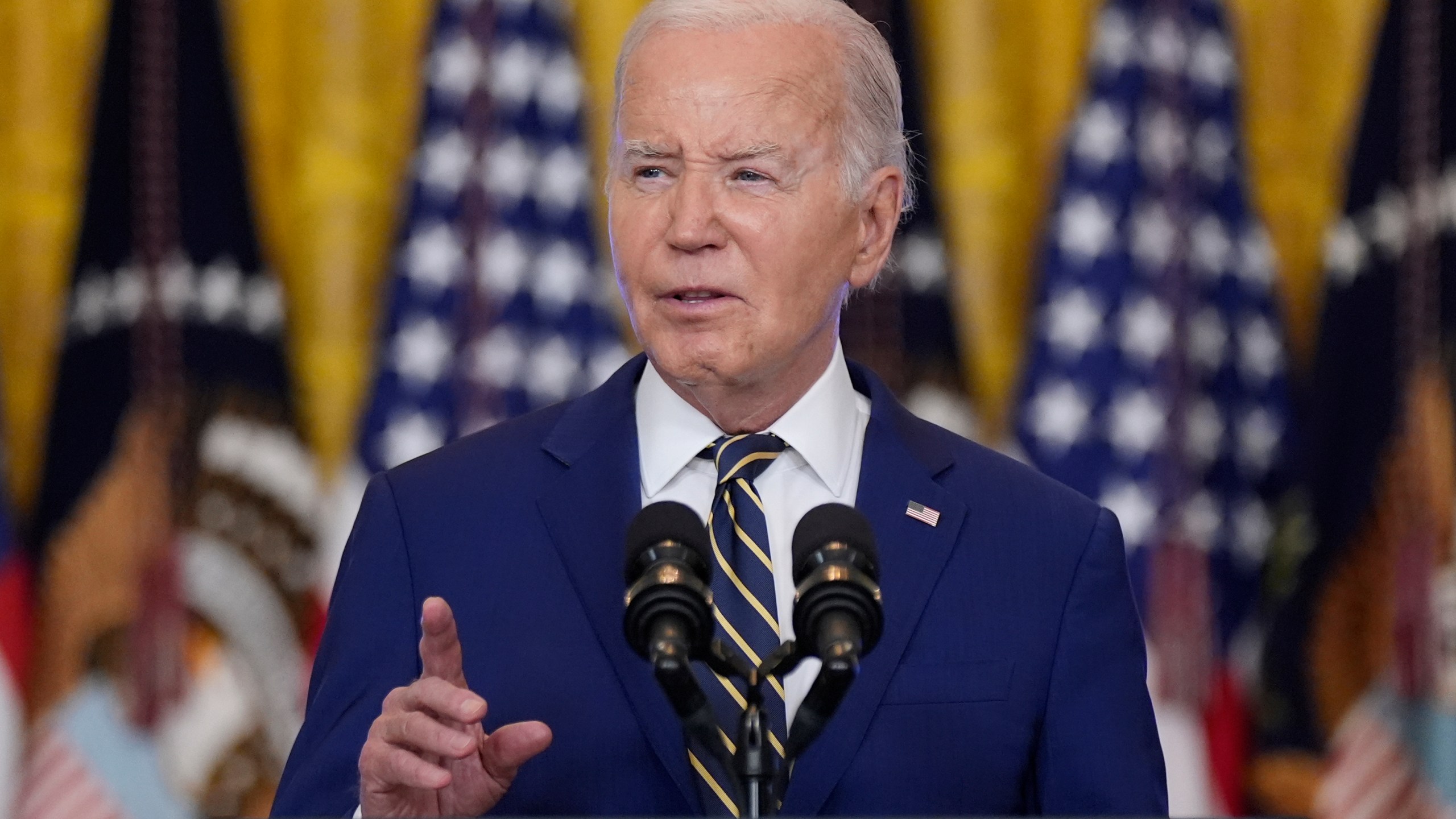 FILE - President Joe Biden speaks in the East Room at the White House in Washington, June 4, 2024. (AP Photo/Manuel Balce Ceneta)