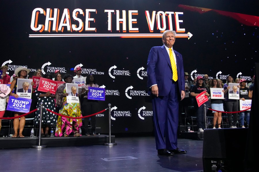 Republican presidential candidate, former President Donald Trump speaks at a campaign rally, Thursday, June 6, 2024, in Phoenix. (AP Photo/Rick Scuteri)