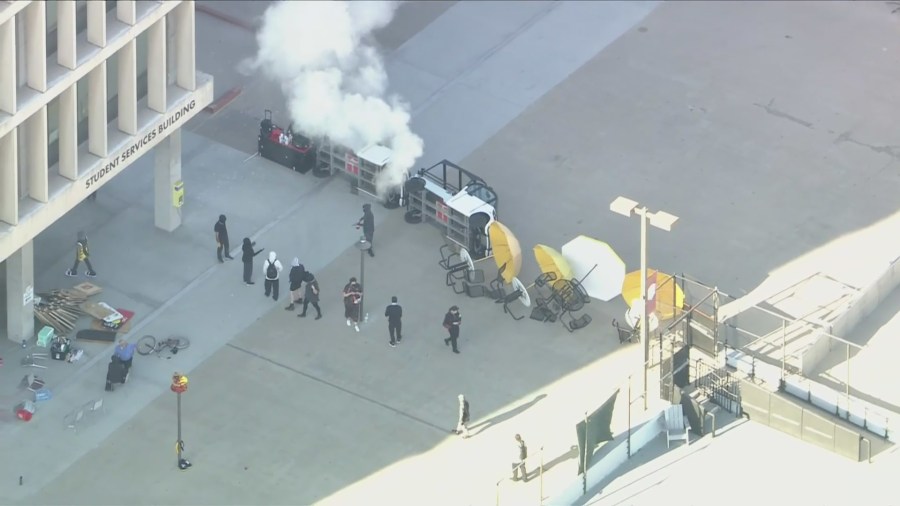 Pro-Palestinian protesters barricade CSULA building