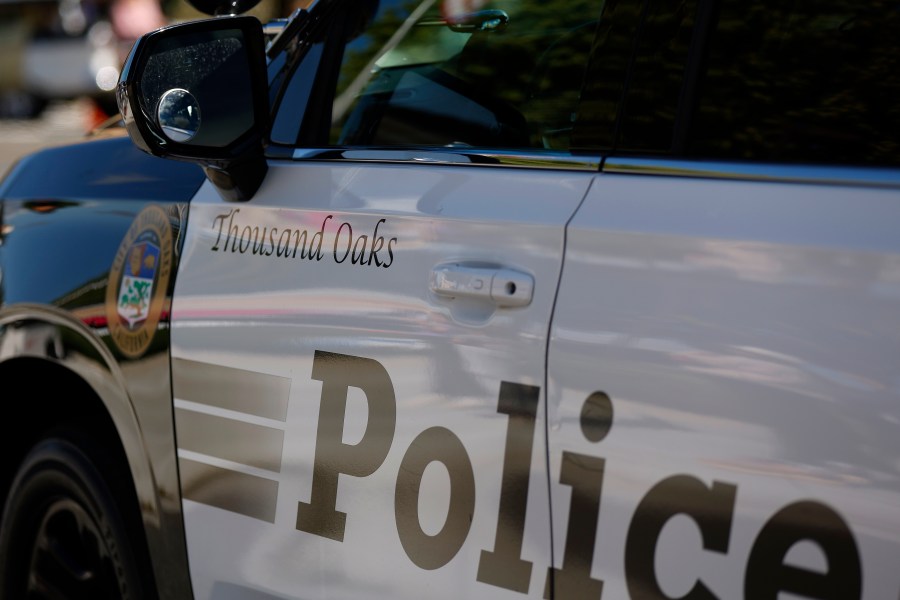 A Thousand Oaks Police vehicle with the city logo is parked on May 5, 2024 in Thousand Oaks, California. Thousand Oak's law enforcement services are contracted to the Ventura County Sheriff's Office. (Photo by Kevin Carter/Getty Images)