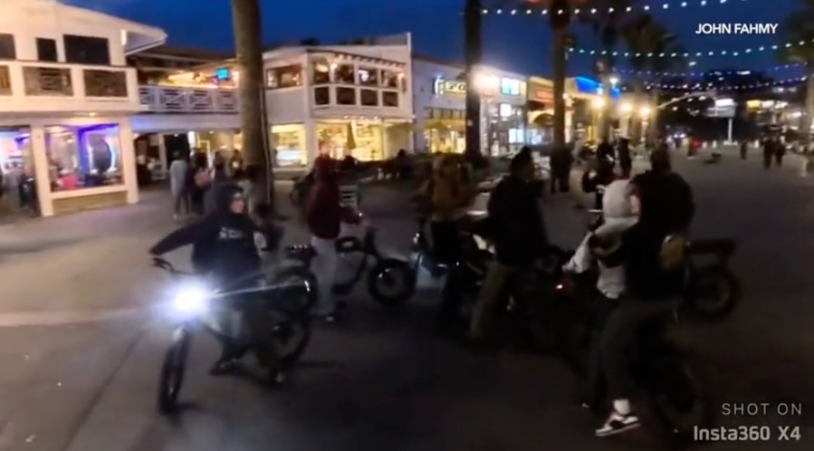 E-bike riders in SoCal torment crowd with fireworks