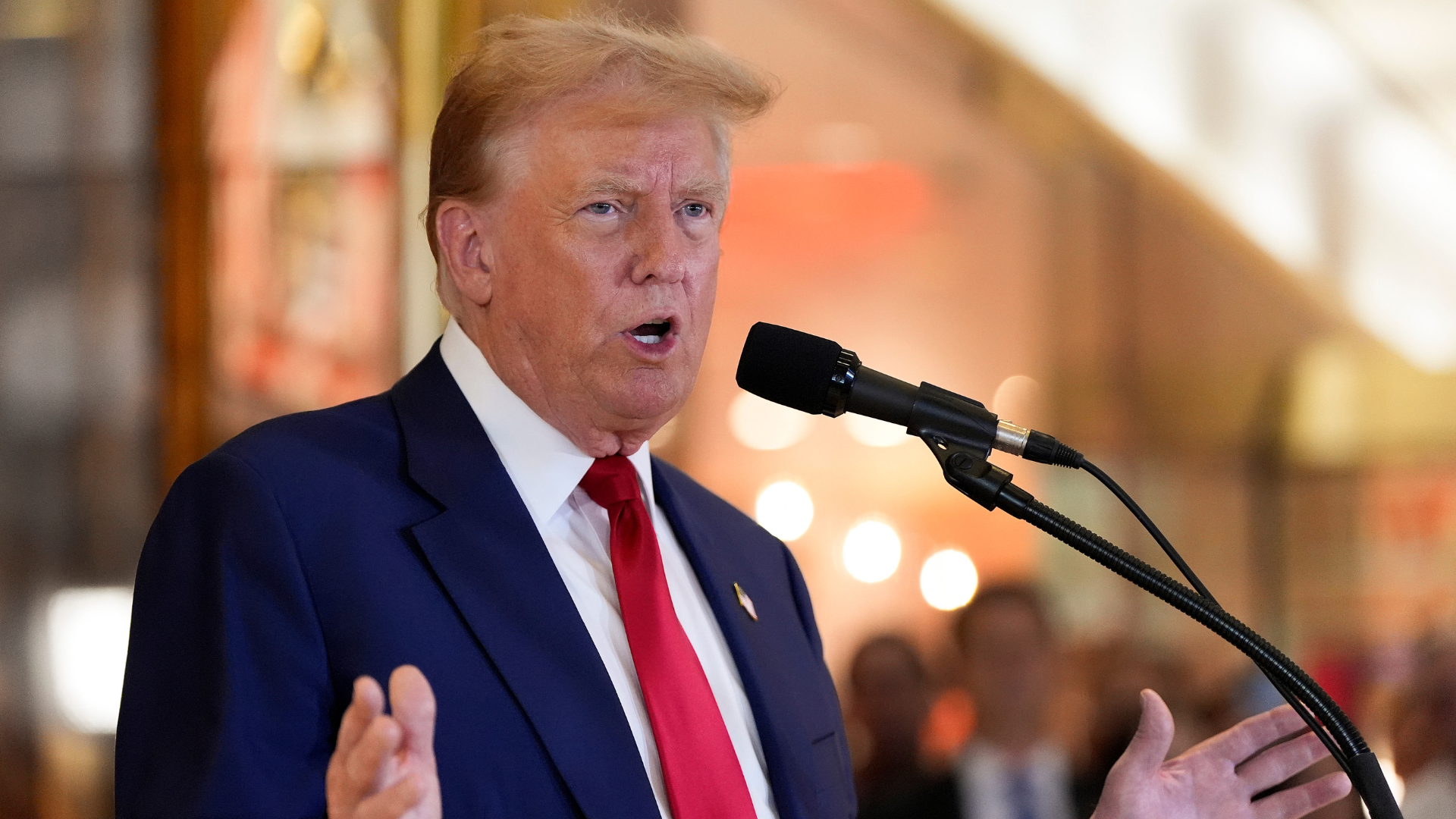 Former President Donald Trump speaks during a news conference at Trump Tower, Friday, May 31, 2024, in New York. A day after a New York jury found Donald Trump guilty of 34 felony charges, the presumptive Republican presidential nominee addressed the conviction and likely attempt to cast his campaign in a new light. (AP Photo/Julia Nikhinson)