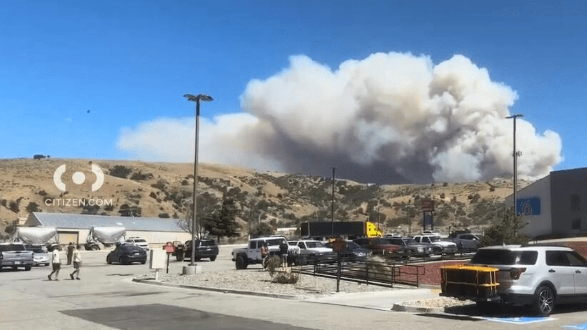 The Post Fire in Gorman is seen burning near the 5 Freeway and forcing evacuations on June 15, 2024. (Citizen)