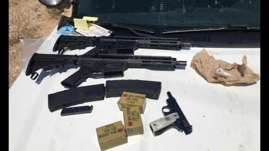 Firearms and Russian-made ammunition belonging to a California drug trafficking organization with ties to the Sinaloa cartel. (U.S. Department of Justice)