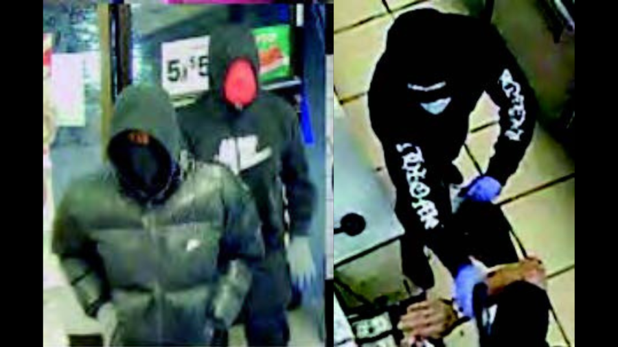 The robbery suspects typically entered stores while masked and hooded while brandishing firearms. (U.S. Attorney’s Office)