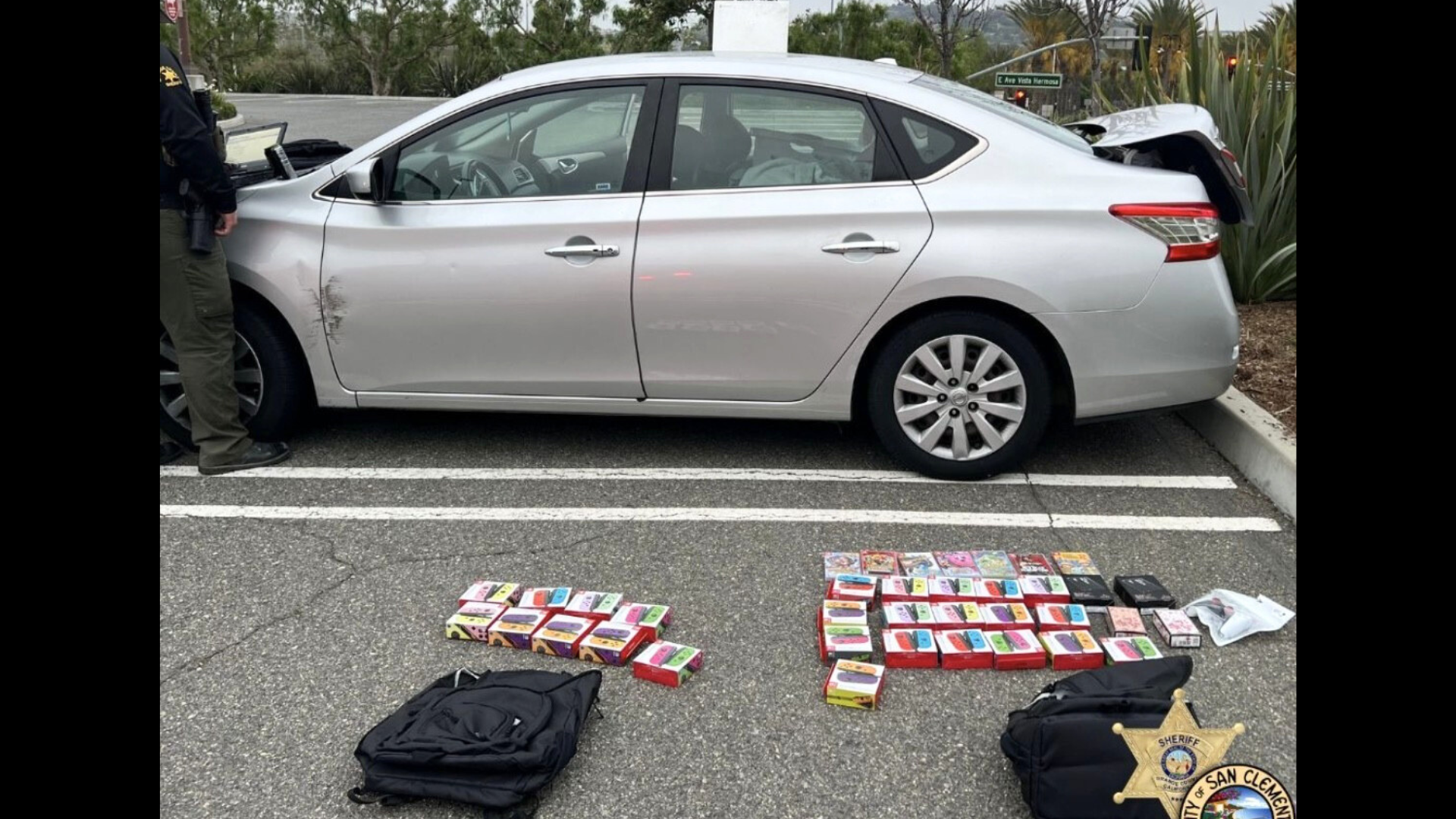 The suspect was found with a stolen car and around $3,000 woorth of stolen video game accessories that were taken from a Target store in San Clemente on May 27, 2024. (Orange County Sheriff's Department)