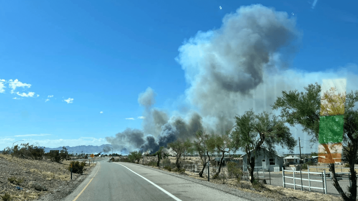 The fast-moving Needles Fire in San Bernardino County jumped across the state border to Arizona on June 22, 2024. (San Bernardino County Fire Department)