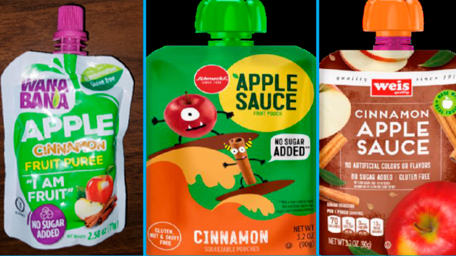 Three recalled applesauce products.