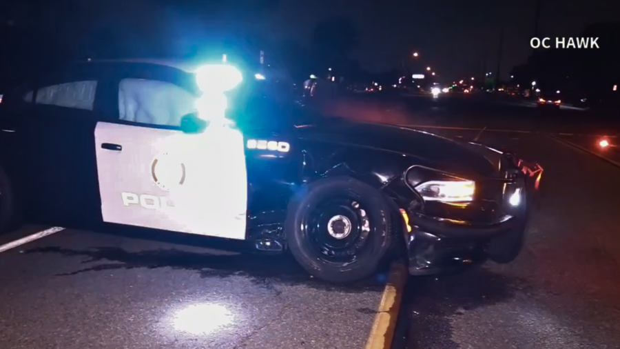 Police cruiser struck by Tesla