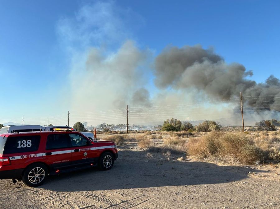 The fast-moving Needles Fire in San Bernardino County jumped across the state border to Arizona on June 22, 2024. (San Bernardino County Fire Department)