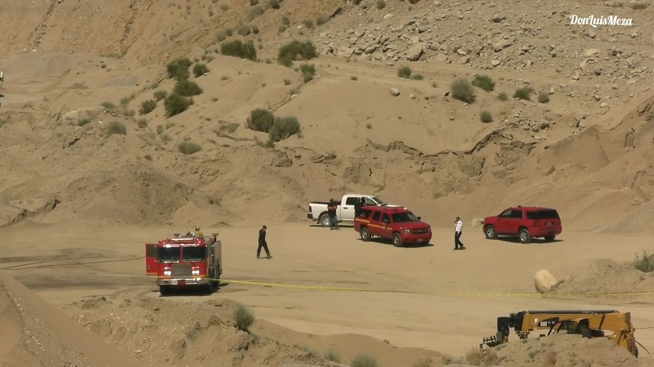 A vehicle explosion killed a Los Angeles County firefighter and injured another while they were battling a fire near Palmdale on June 14, 2024. (Don Luis Meza)