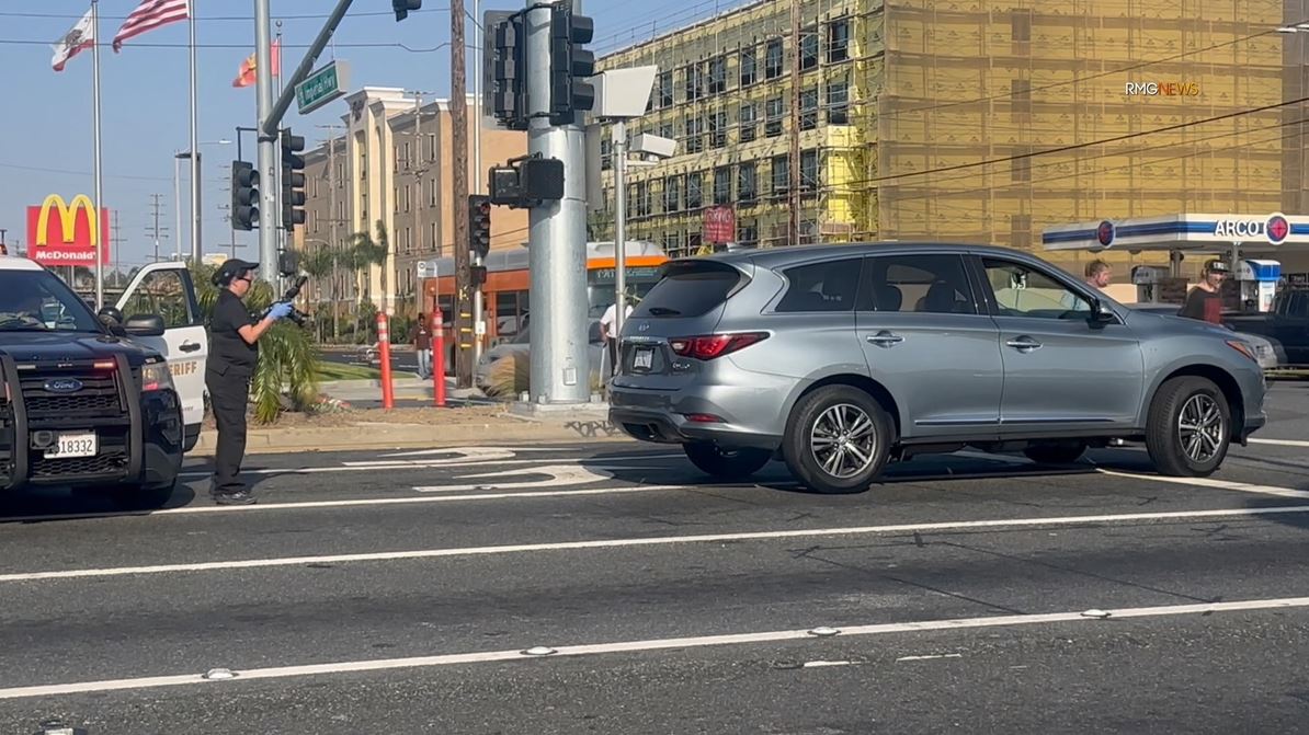 A large SUV was cordoned off at the scene after a man was found stabbed to death at a busy Lennox intersection on June 18, 2024. (RMG)