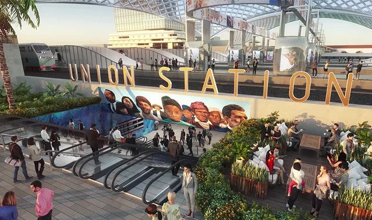 Renderings of the Link US improvement project show an upgraded and modernized Los Angeles Union Station with improvements for pedestrians and passengers. (LA Metro via HDR Inc.)