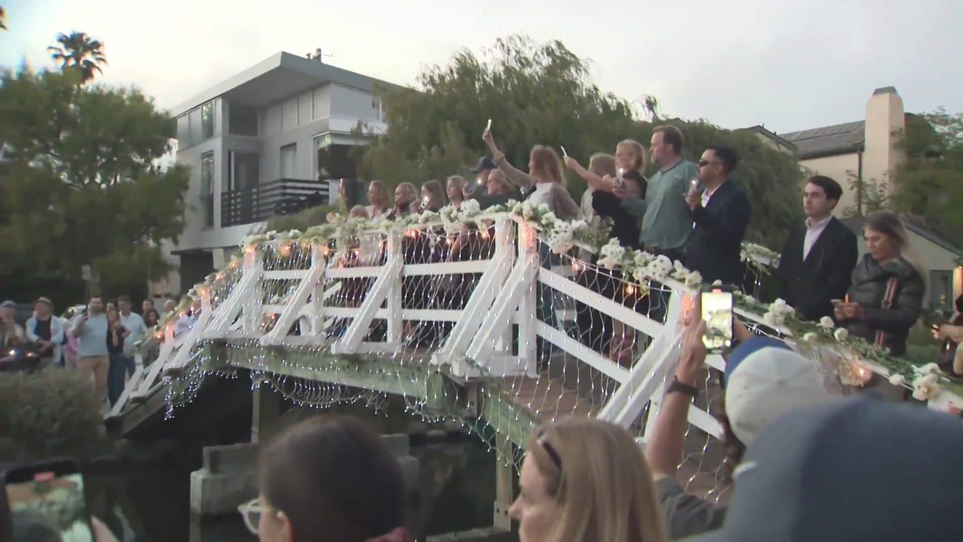 A candlelight vigil to honor Sarah Alden, who was killed in a brutal Venice attack, was held along the Venice Canals on June 13, 2024. (KTLA)