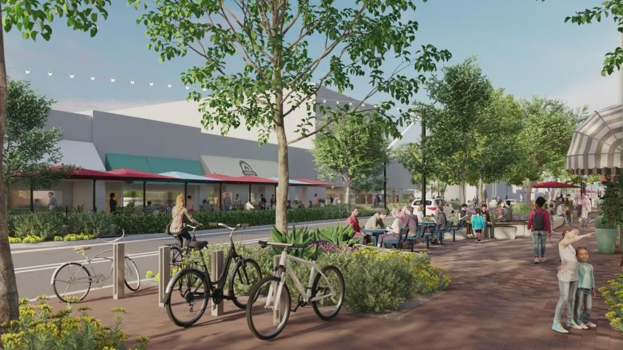 A rendering of the new "Greenleaf Promenade" which will feature smaller trees and improved pedstrian features. (City of Whittier)