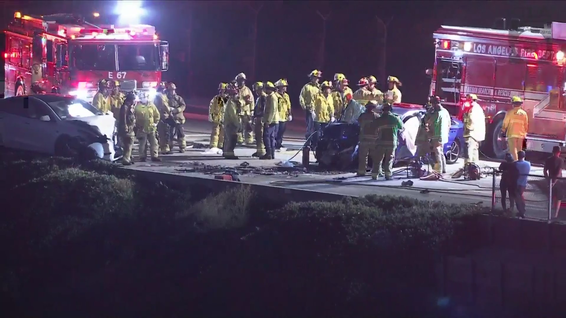 A deadly head-on crash left at least one dead and multiple others hospitalized in critical condition in Playa del Rey on June 4, 2024. (KTLA)