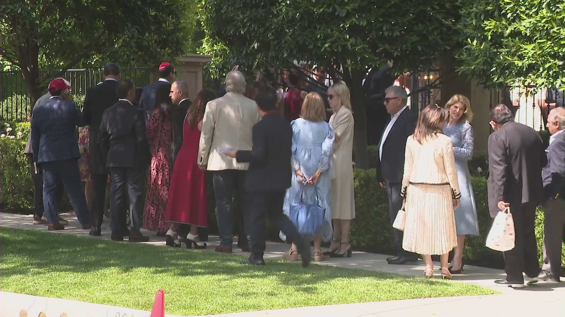 Attendees enter a private Beverly Hills residence on North Elm Drive for Donald Trump's campaign fundraising event on June, 7, 2024. (KTLA)