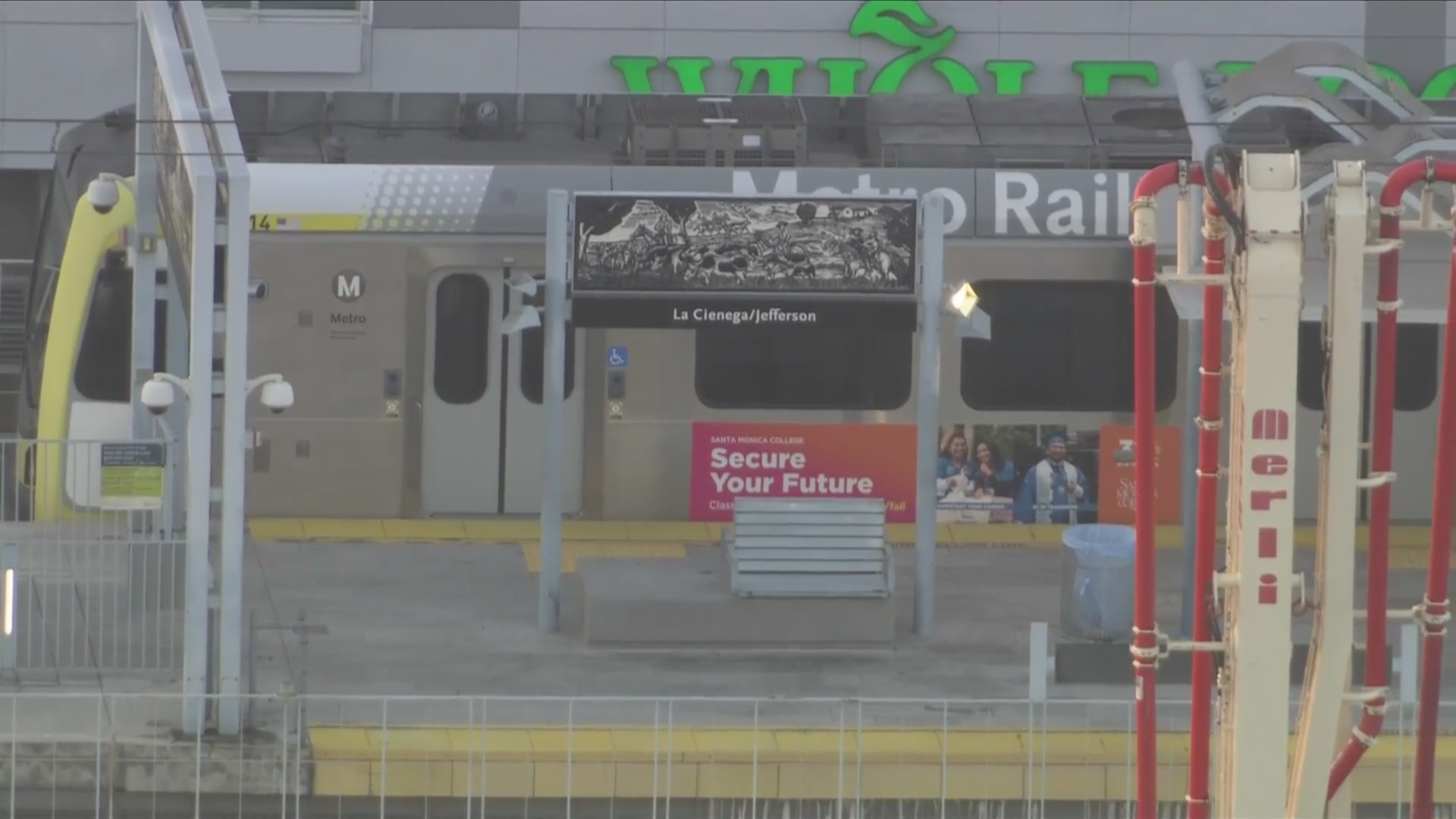 A man was killed in a shooting at a Metro train station in Baldwin Hills on June 21, 2024. (KTLA)