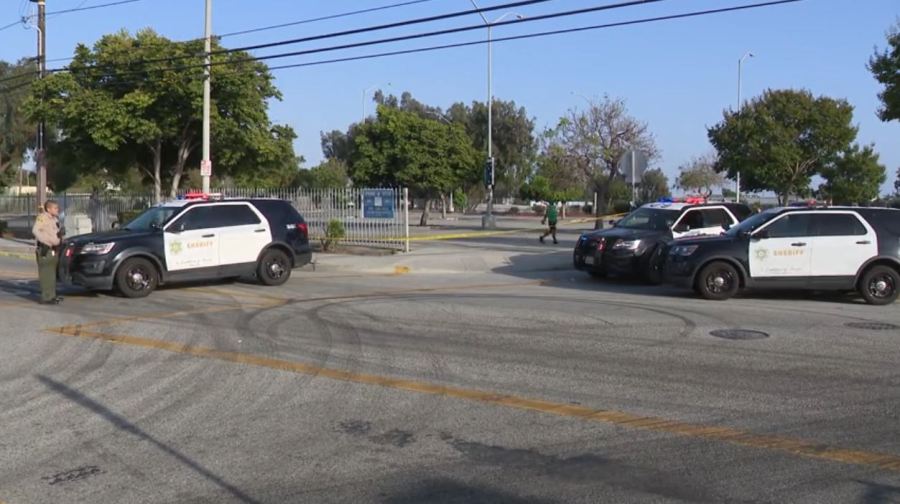 Authorities investigate after a man was found stabbed to death in the Lennox neighborhood on June 18, 2024. (KTLA)