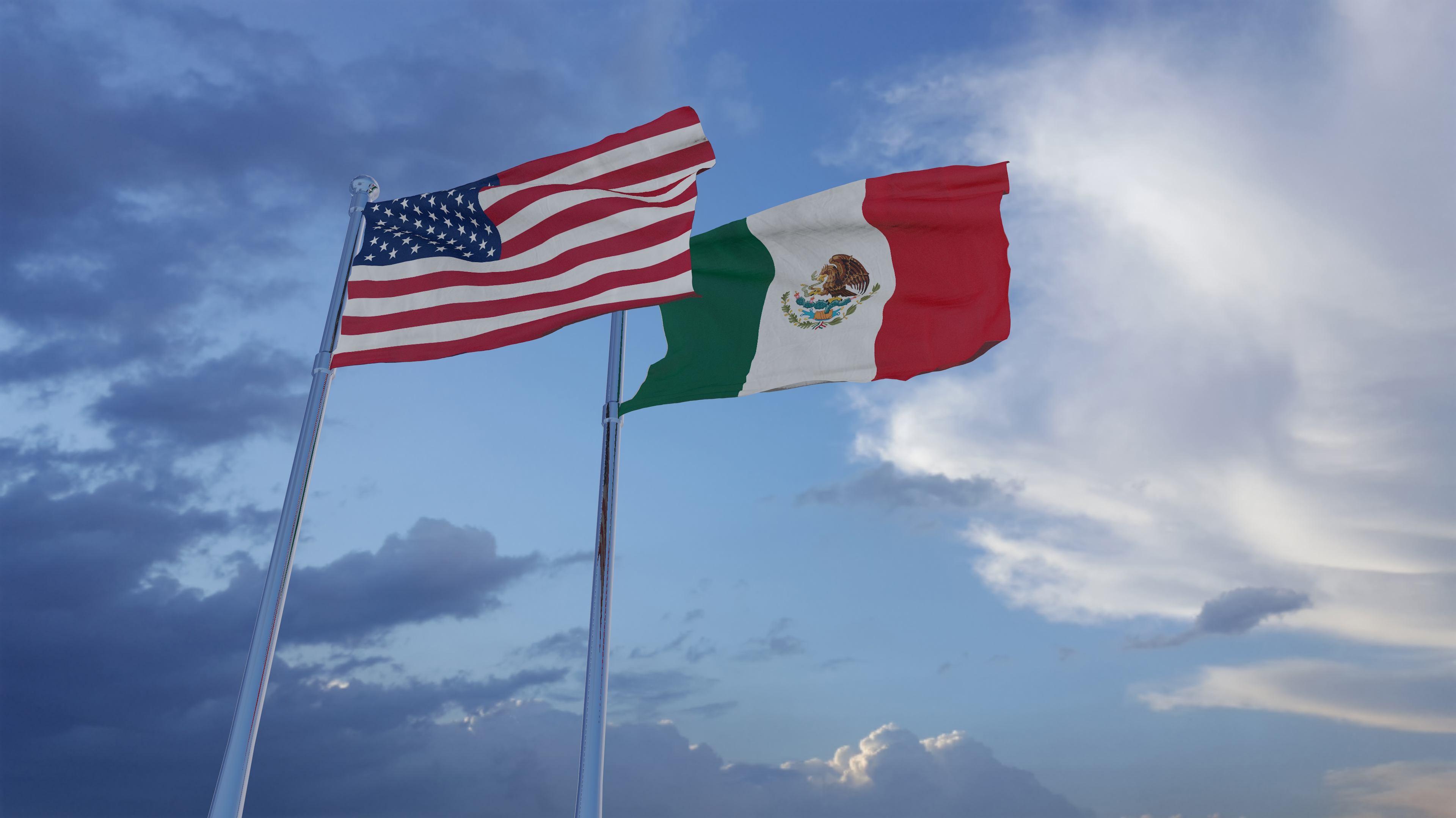 FILE - United States of America and Mexico National Flags (Getty)