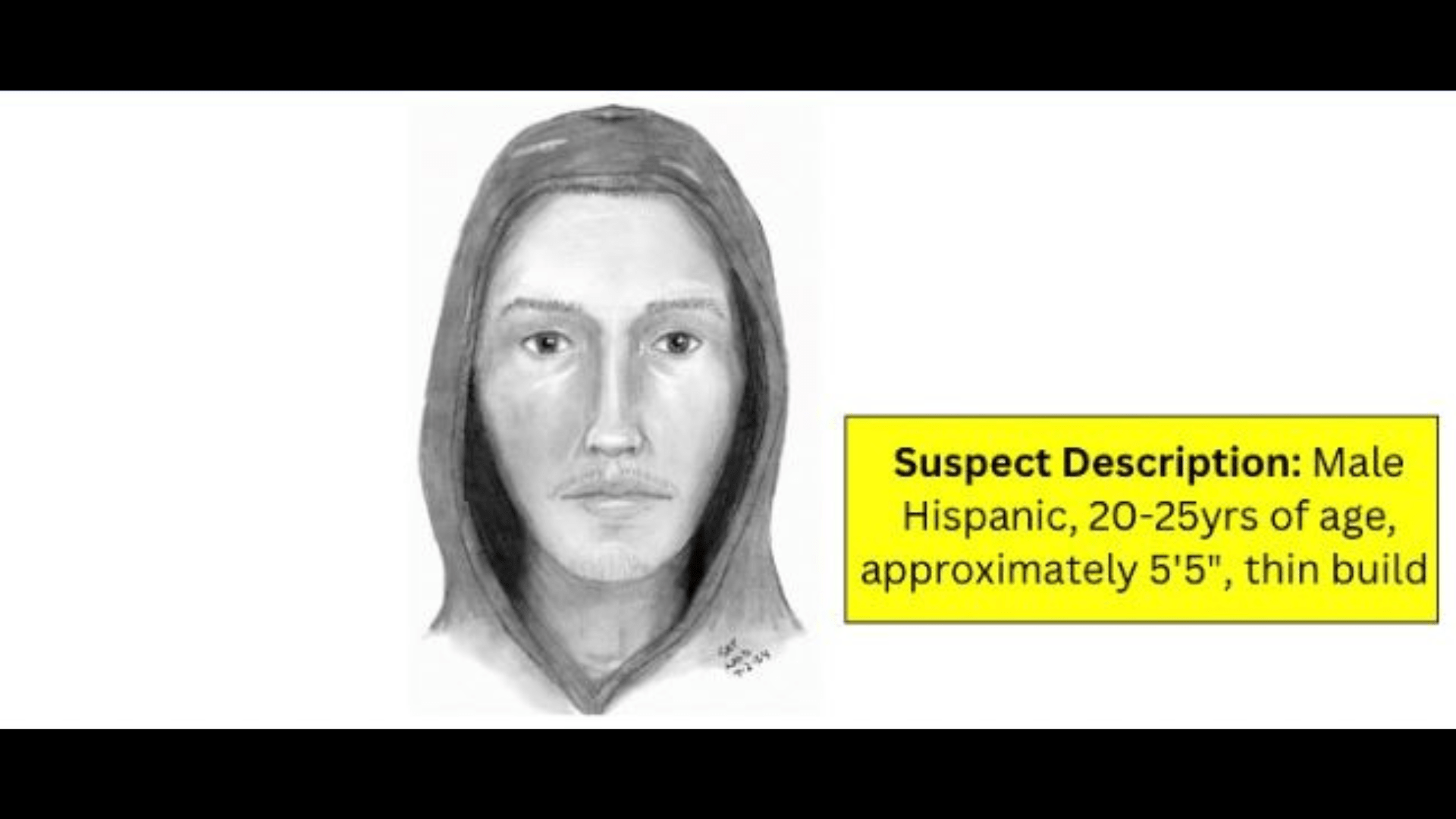 Police sketch of the male suspect wanted for shooting and killing a father in front of his family in Covina on June 22, 2024. (Covina Police Department)