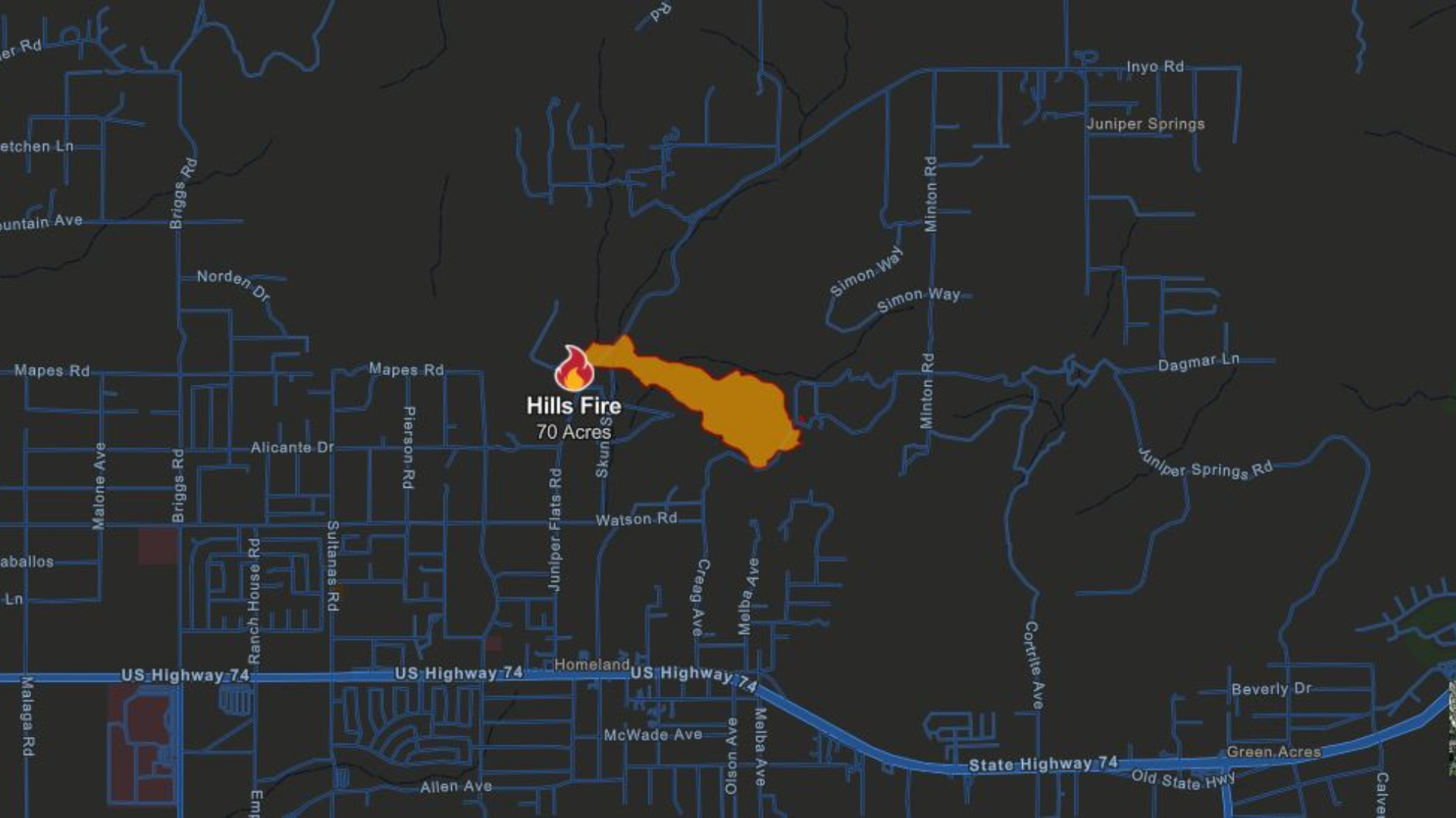 Evacuations were ordered as the Hills Fire continues burning in Riverside County on July 5, 2024. (CAL FIRE/ Riverside County Fire Department)