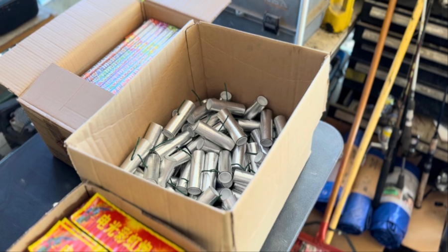 A cache of illegal fireworks weighing around 1,000 pounds, along with nearly 100 destructive devices were found at a Riverside home on June 20, 2024. (Riverside Police Department)