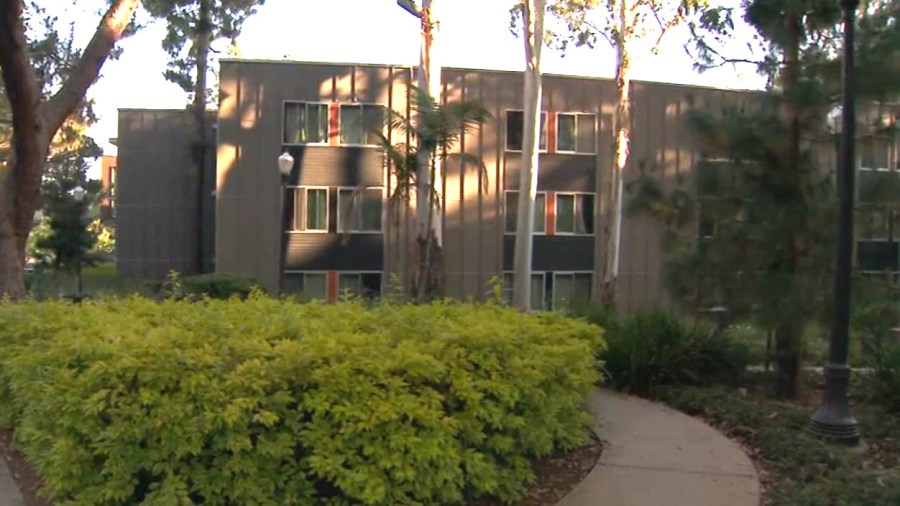 The Saxon Residential Suite dorm rooms on the campus of the University of California, Los Angeles. (KTLA)