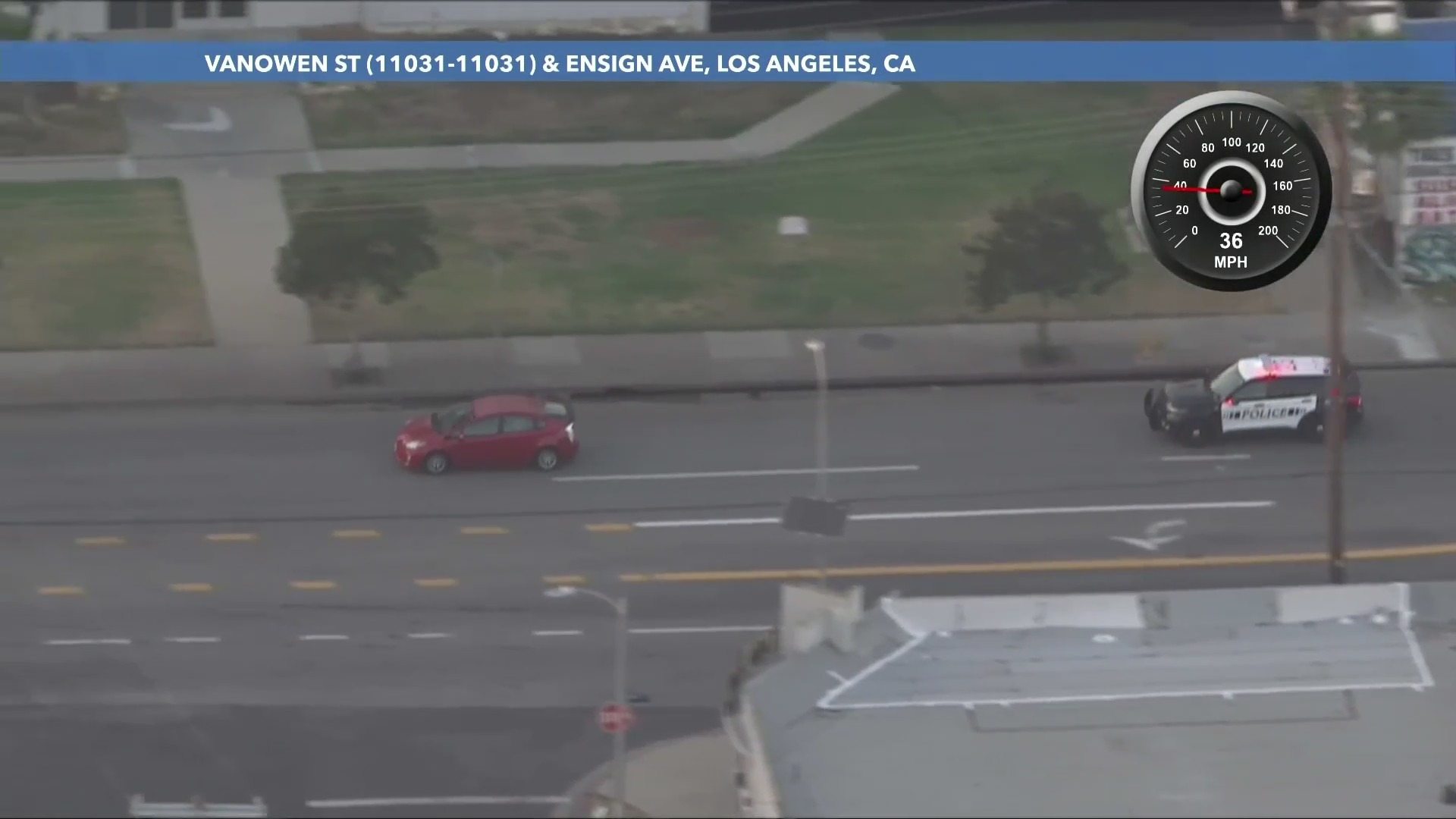 A driver in a suspected stolen vehicle led officers on a high-speed chase through the San Fernando Valley area on July 4, 2024. (KTLA)