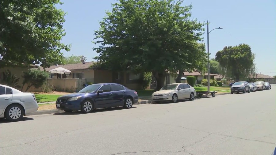 The street near the 1100 block of East Wanamaker Drive in Covina where Athnoy Brieno was shot and killed on June 22, 2024. (KTLA)