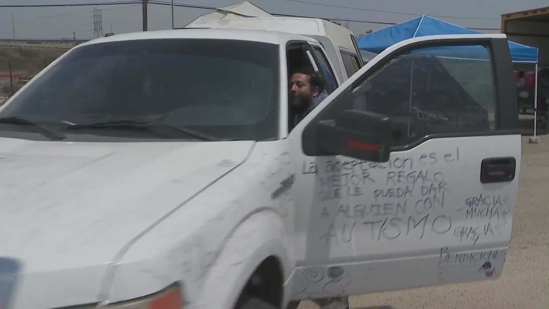 The Morales family's broken pickup truck was towed away to a local dealership for a complete makeover on July 12, 2024. (KTLA)