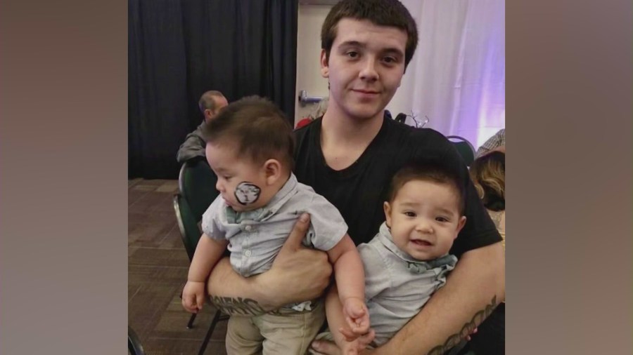 Anthony Brieno, 28, is seen with his twin sons. (Brieno Family)